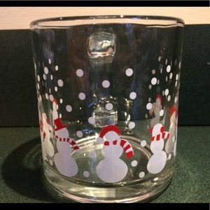 Crate & barrel glass snowman mug set